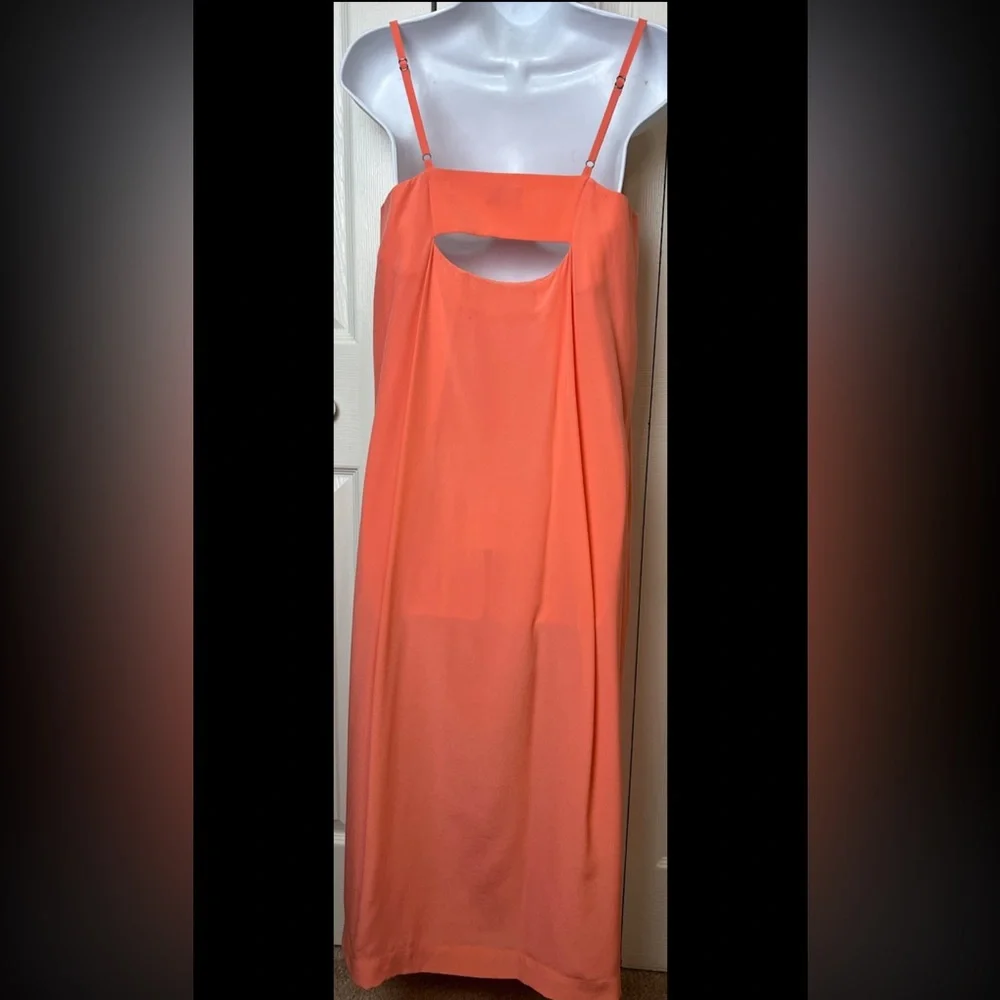 KATE SPADE Dress 100% Silk Maxi Orange Shift Sleeveless Wedding Strappy